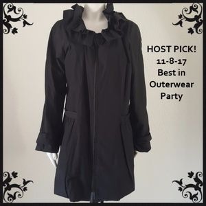 BASIC Luciana Perez Peacoat Ruffle Coat Jacket L